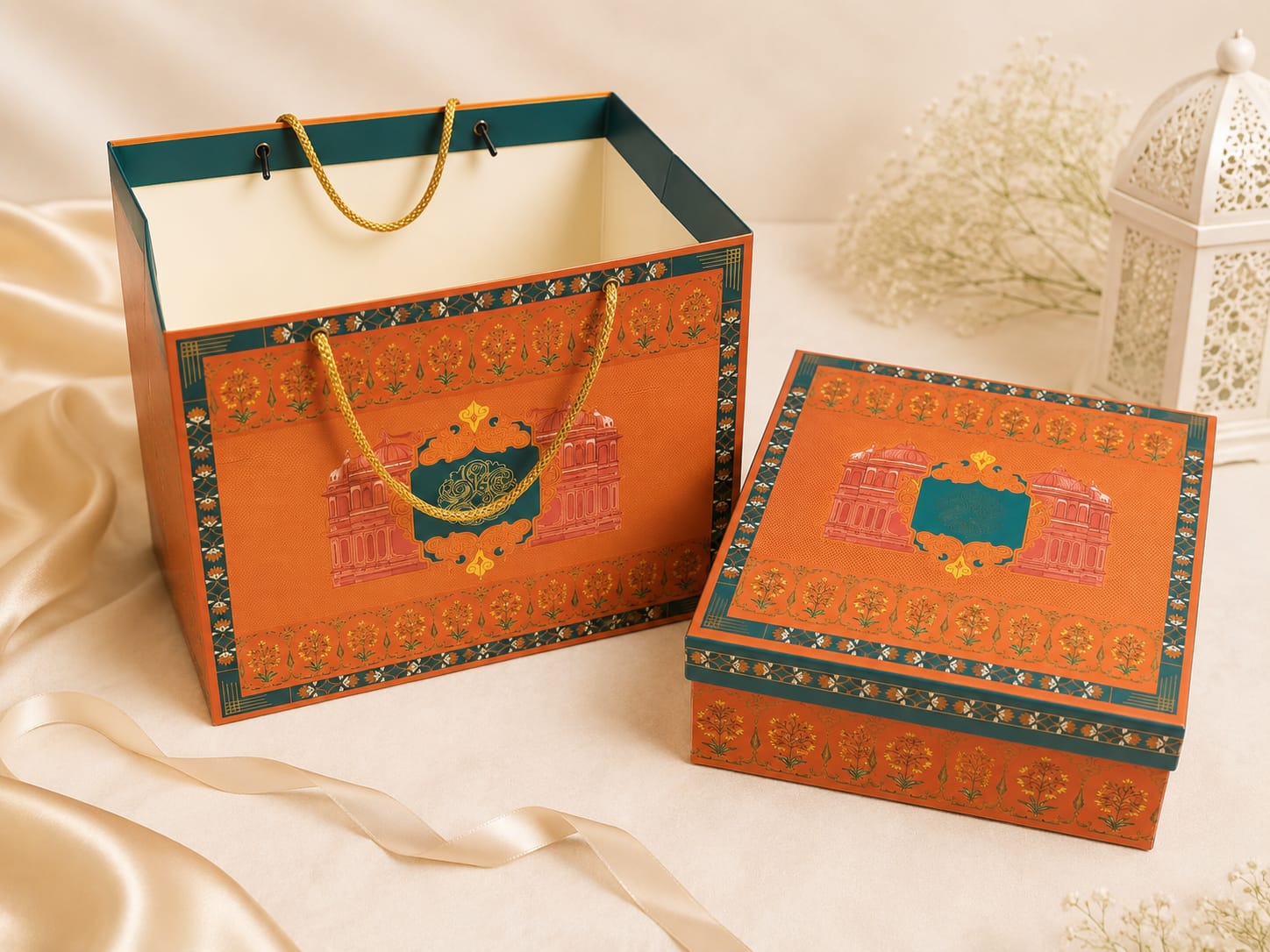JJ TOP BOTTOM WITH CARRY BAG 10*10*4 — Wholesale festival-diwali Box IMPACK